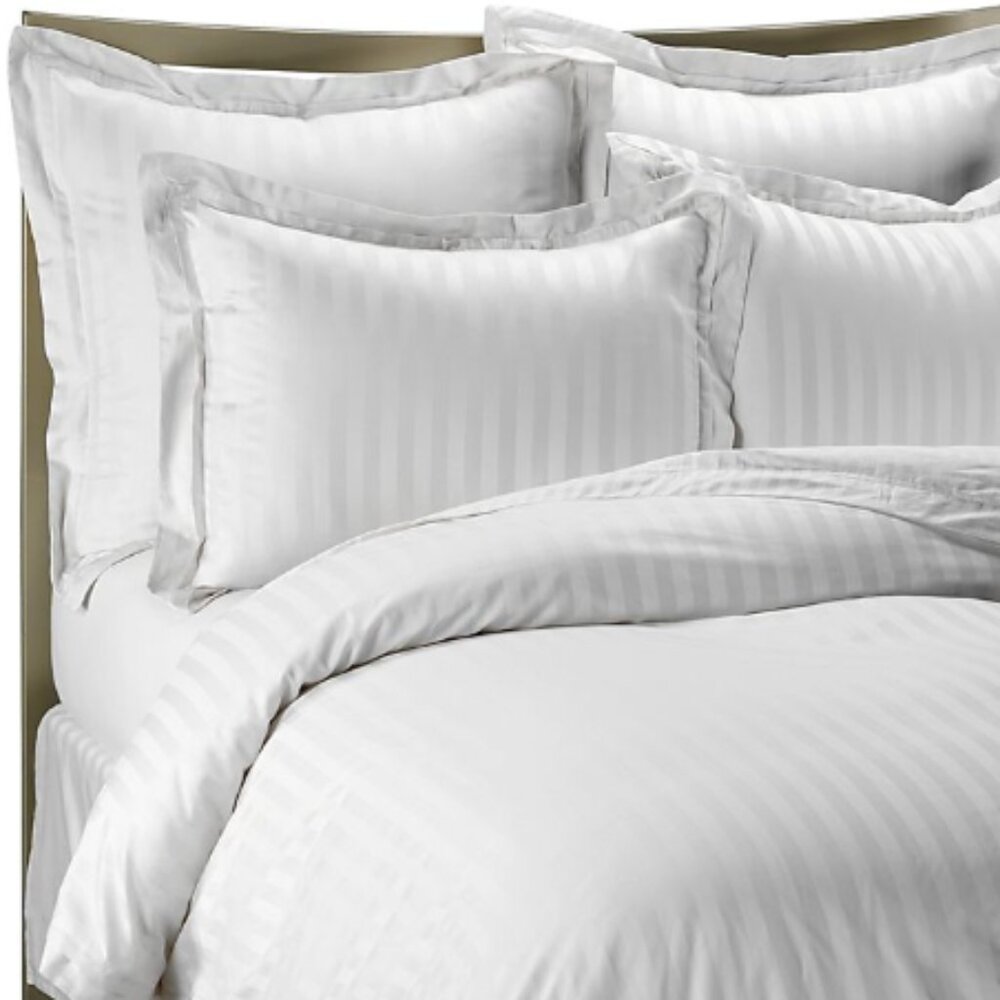 Hotel Collection White Stripe Damask Duvet Cover Size KING